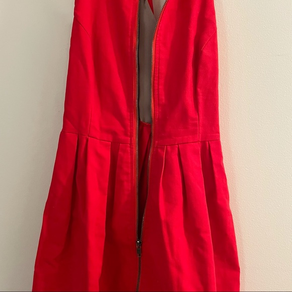 Bb Dakota red zip front dress with silver satin twist back - Picture 3 of 5